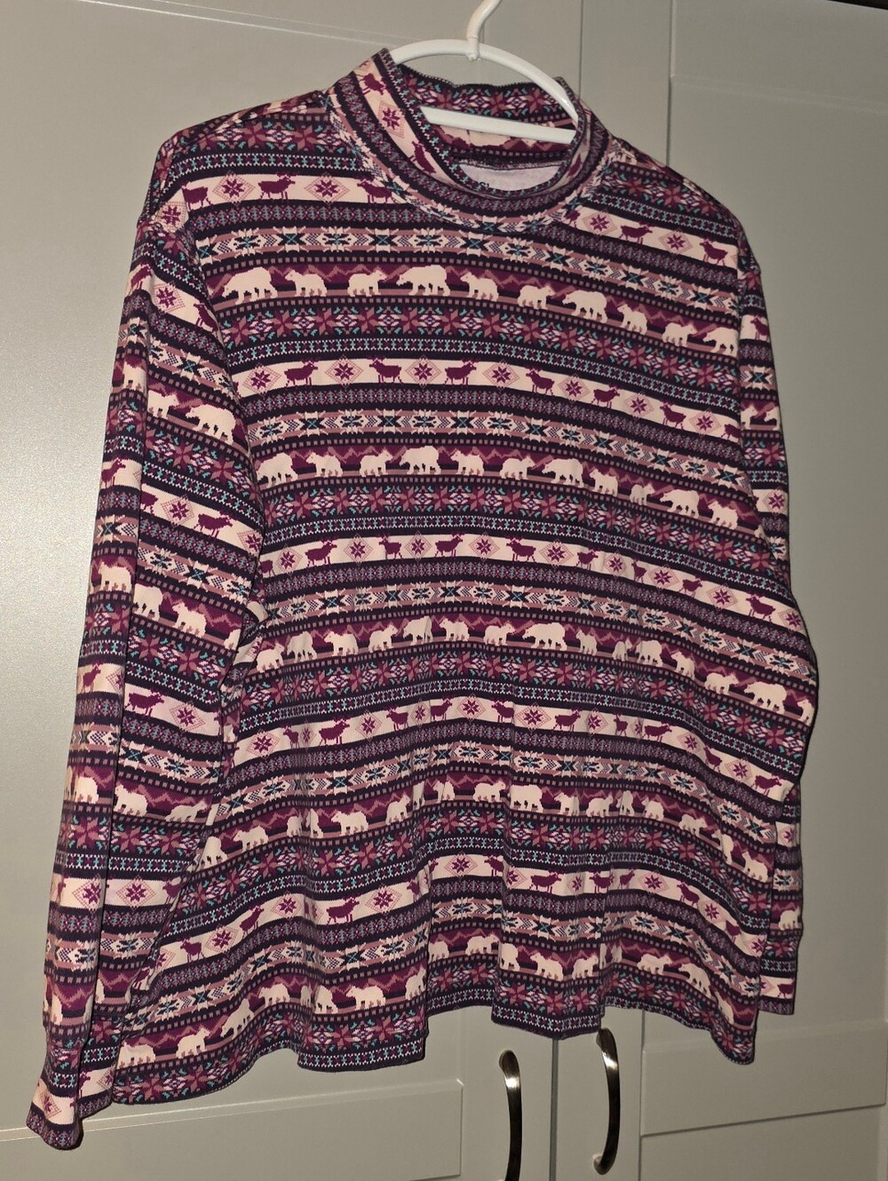 Lands' End Women's Moc Turtleneck 3x/ Purple Fair Isle